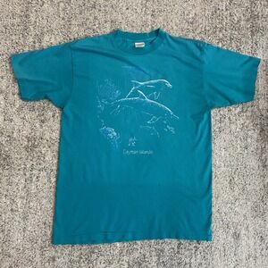 Vintage Cayman Islands Dolphins T Shirt Single-Stitch Green XL VTG 90's
